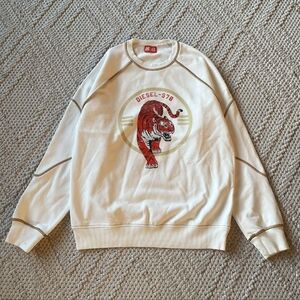 Diesel Tiger Print Men's Crewneck Logo Designer Sweater